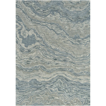 Graceful GRU01 Modern Abstract Hand-Woven Textured Hi-Low Loop Pile Carved Wool Slate Blue/Grey/Ivory Rug-Nourison-Rug Love - The Most Loved Rug Store